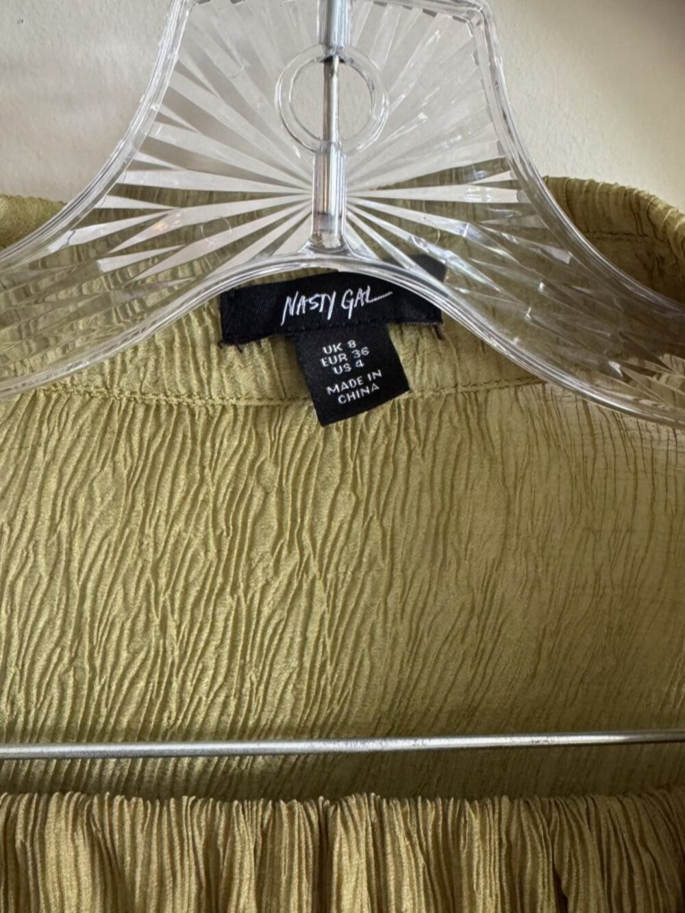 Nasty Gal Sheer Olive Plisse Beach Cover-Up Set Size 4 - Picture 2 of 7